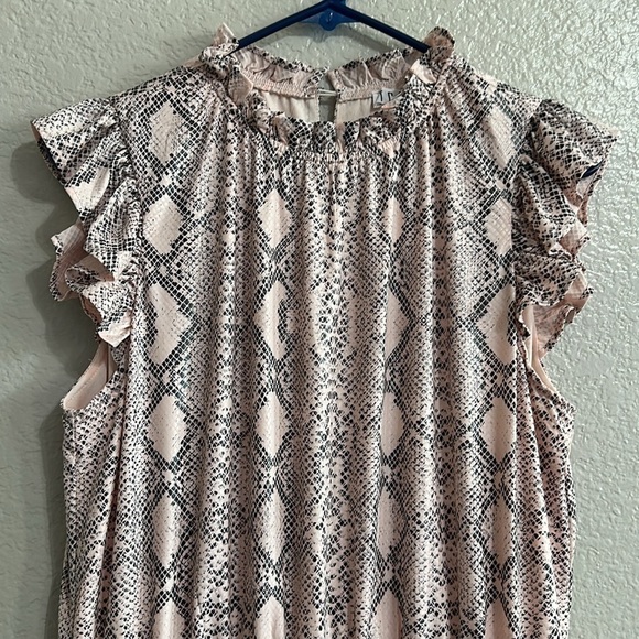 TCEC Pink Snake Print Frilly Sleeve Mini Dress Size L - Picture 3 of 6